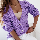  Fall V-Neck Long Sleeve Women Custom Knit Cardigan Sweaters