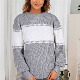  Contrast Stitching Round Neck Pullover Knit Sweater