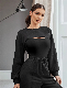  New Style Black Sexy Casual Drop Shoulder Super Crop Pullover Fashion Women′s Sweater Ladies Sweater