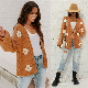  Flower Cardigan Lantern Sleeve Knitted Women′s Sweater Coat