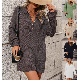  Women′s Solid Color Lapel Button Sweater Long Coat Sweater Woman Top