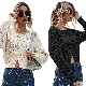  Women′s Lazy Pullover Short Knit Round Neck Long-Sleeved Sweater Top
