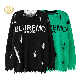 Drop Shoulder Knitted Crew Neck Distressed Sweater