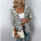  Solid Color Hooded Zipper European and American Knitwear Autumn and Winter New Drawstring Pocket Sweater Women′s Cardigan Jacket Sweater