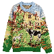  2023 Custom Logo OEM & ODM Men Sweater Jacquard Pattern Knitwear Winter Jumpers Cotton Knit Top Crew Neck Knitted Sweater Men