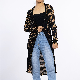 Custom Black Thin Knit Elastic Female Cloak Suit Cover up Women Cardigan Sweater