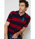  Men Polo T-Shirt Short Sleeve Cotton Yarn Dye Stripes Pique with Embroidery