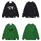  Custom Logo Knitting Jacquard Cotton Distressed Knitwear Hand Embroidery Thick Jumper