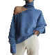  Women Hollow out Design Strapless Turtleneck Sweater for Ladies