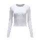  Ruffle Hem Long Sleeves White Undershirt for Women