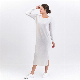  Women′ S Round Neck Front & V-Shaped Back 100% Cashmere Long Dress