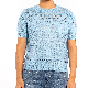  Summer Light Blue Hollow Crochet Round Neck Slim Knit Tops Short Sleeve Lightweight Sweater for Women