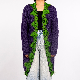  Design Womens Winter Sweater Purple Lace with Pockets Long Crochet Cardigan