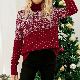  Winter Mujer Sweater for Women Fashion Snowflake Pattern Crochet Pullover Long Sleeve Half High Collar Knitted Christmas Sweater