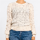  Apricot Round Neck Twist Texture Hot Drill Long Sleeve Pullover Knit Top Ladies Sweater