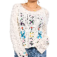 Summer Light Sweater Embroidered Long Sleeved Knitwear Ladies White Crochet Sweater