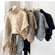  High Collar Thick Solid Color Winter Kintted Cape Sweater for Women