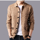  Spring Autumn Men Solid Turndown Collar Knitted Sweater Cardigan Coat