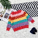  Wholesale Factory Direct Toddler Kids Children Baby Boy Girl′ S Rainbow Color Block Striped Knit Chunky Pullover Sweater Clothes