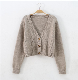  Autumn and Winter Short-Style High-Waisted Solid Color Sweater Single-Breasted Knitted Cardigan Women′ S Jacket New Jacket