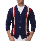 Cardigan Long Sleeve Sweater Stripwinter Warm V Neck Knitted Sweater