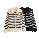  Pb&Za Women′s Wholesale New Casual Lapel Two-Color Striped Sweater