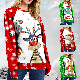  Wholesale Autumn and Winter Sweatshirt Christmas Raglan Long-Sleeved Pullover Round Neck Street Hipster Digital Printing Sweater Women