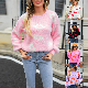 2023 Autumn/Winter Amazon Fashion Women′s Sweater Pullover Lip Printed Sweater