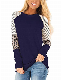  Women′s Leopard Print Color Block Tunic Round Neck Long Sleeve Shirts Striped Causal Blouses Tops