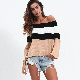  Women Clothing Casual Sweater Stripe Pullover Sweater Women Fall Top Mujer