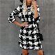  Retro Checkered Skirt MID-Length Knitted Skirt Sweater