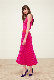  Women Deep Neck Two-Tone Knit Fashion Sweater Long Dress