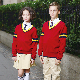  Custom Long Sleeve School Red Color Knitted Sweater