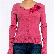  Three-Dimensional Handmade Flowers Long Sleeve Round Neck Sweater Red Cardigan for Women