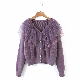  Ruffled Collar Falbala Collar Ladies Knitted Cardigan with Lace Collar and Imitation Pearl Button
