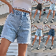  Wholesale Women Sexy Patchwork Coloured Short Jeans Denim Ripped Short Jeans Pants