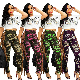  L99734 Women′s Jeans Fringed Camouflage Ripped Holes Denim Pants