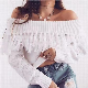  Spring/Fall 2022 New Trend Women′s Fashion Tassel Large Lapel Top Sexy off-The-Shoulder Neck Sweater