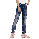 Custom Medium Blue Washed Denim Destroyed Ripped Men Designer Jeans