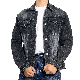  Custom European Style Dark Grey Stone Washed Denim Long Sleeve Men Denim Jacket