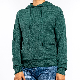  Women′s Knitted Round Neck Long Sleeve Pullover Green Knitted Sweater Hoodie Sweatshirt