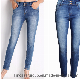  Fashioned Women/Lady′s Casual Decor Lines Multi Pockets with Holes Straight Denim Jeans