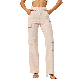  Custom Female Beige Color Fashion Cargo Pocket Baggy Women Casual Jeans