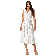  Custom Knitwear Deep V-Neck Pleated Summer White Women Dresses