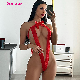  Dear-Lover Red Bow Knot Cut out Lace Teddy Lingerie Mesh Ladies Underwear Bra and Lace Panties Lingerie Set