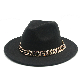  High Quality Wool Hats Fashion Jazz Cap with Chain Unisex Fedora Hats