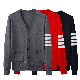  Wholesale High Quality Stripe Red Thin Slim Big Size Knitted Cardigan Knitting Business Office Sweater/Sweaters/Jersey/Jerseys/Coat for Men and Women