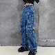  New Fall Fashion Cargo Pants Hip Hop Multi-Bag Wide-Leg Jeans