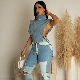  Women Casual Coat Fringed Distressed Washed Denim Vest Sleeveless Jean Jacket