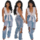  L99616 Factory Wholesale Ladies Denim Ripped Holes Jeans